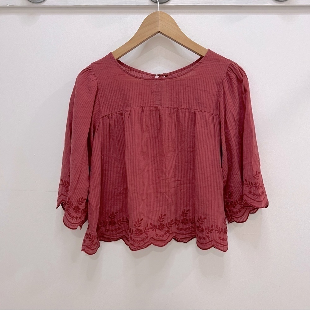 COPPER Key embroidered peasant blouse